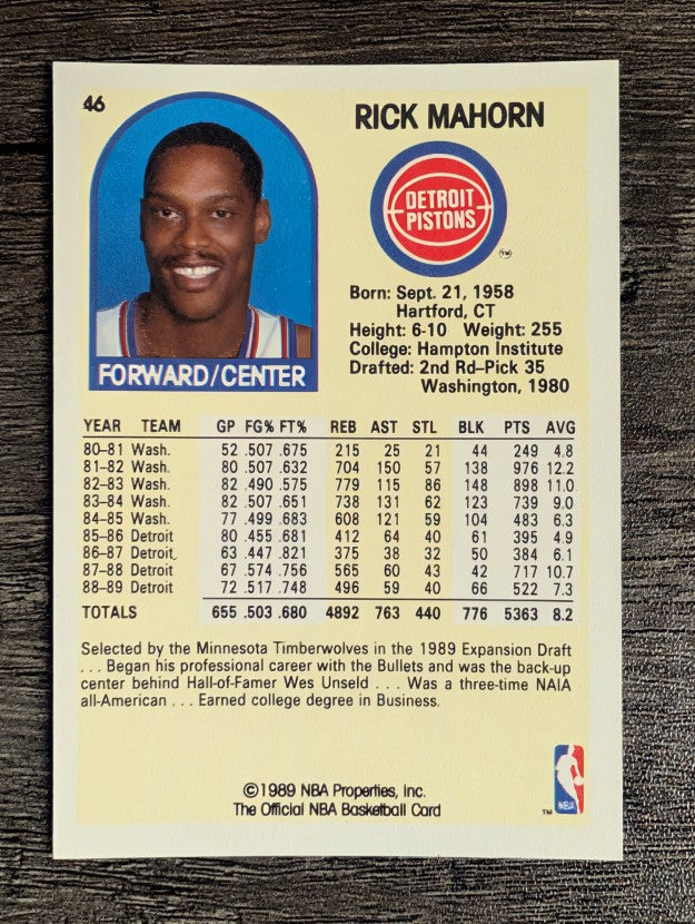 1989-90 Hoops #46 Rick Mahorn SP