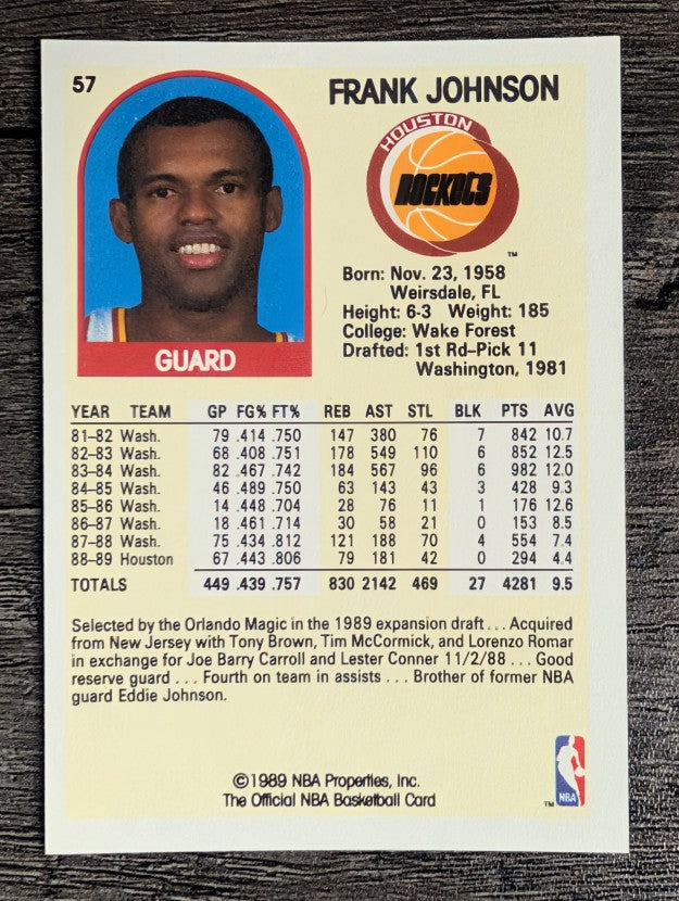 1989-90 Hoops #57 Frank Johnson SP