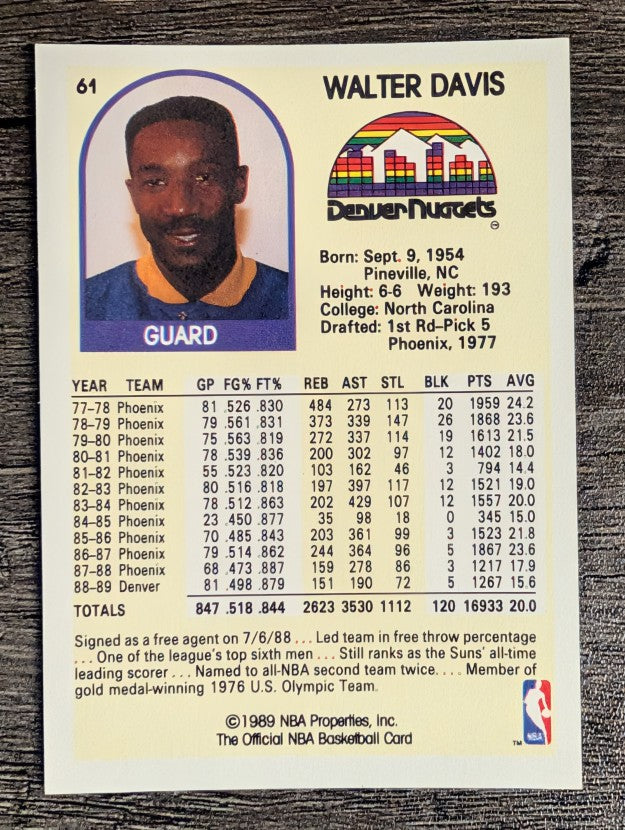 1989-90 Hoops #61 Walter Davis