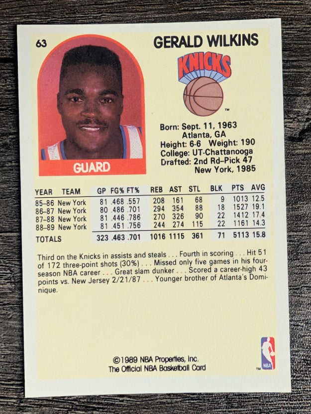 1989-90 Hoops #63 Gerald Wilkins