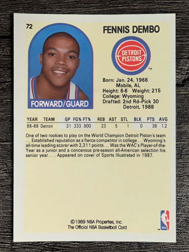 1989-90 Hoops #72 Fennis Dembo