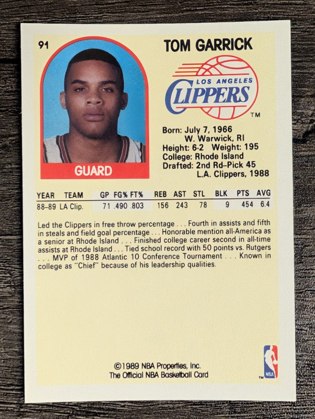 1989-90 Hoops #91 Tom Garrick RC