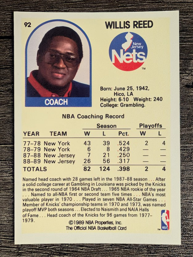 1989-90 Hoops #92 Willis Reed CO SP