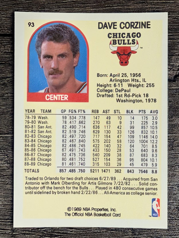 1989-90 Hoops #93 Dave Corzine SP