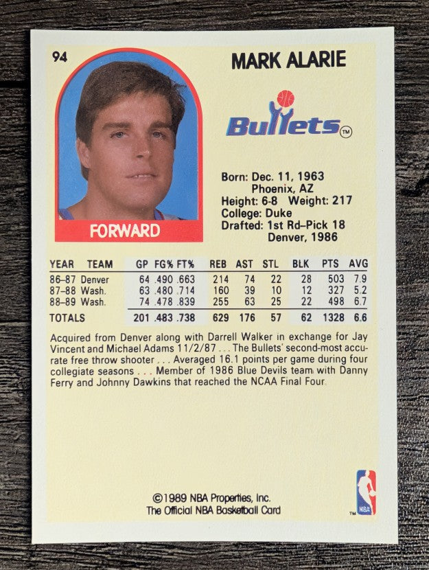 1989-90 Hoops #94 Mark Alarie
