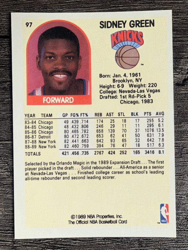 1989-90 Hoops #97 Sidney Green SP