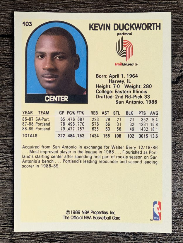 1989-90 Hoops #103 Kevin Duckworth