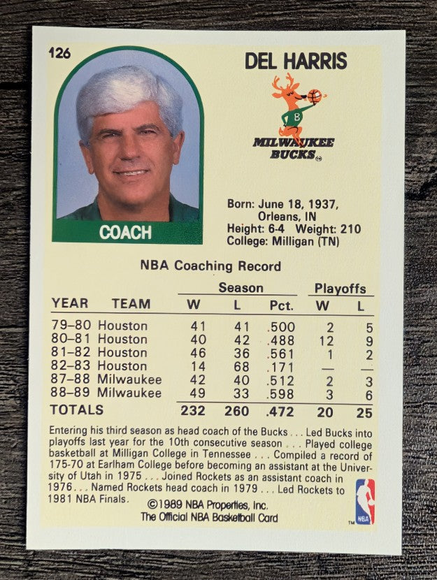1989-90 Hoops #126 Del Harris CO