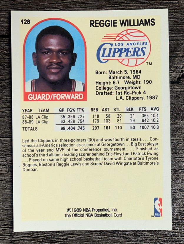 1989-90 Hoops #128 Reggie Williams RC