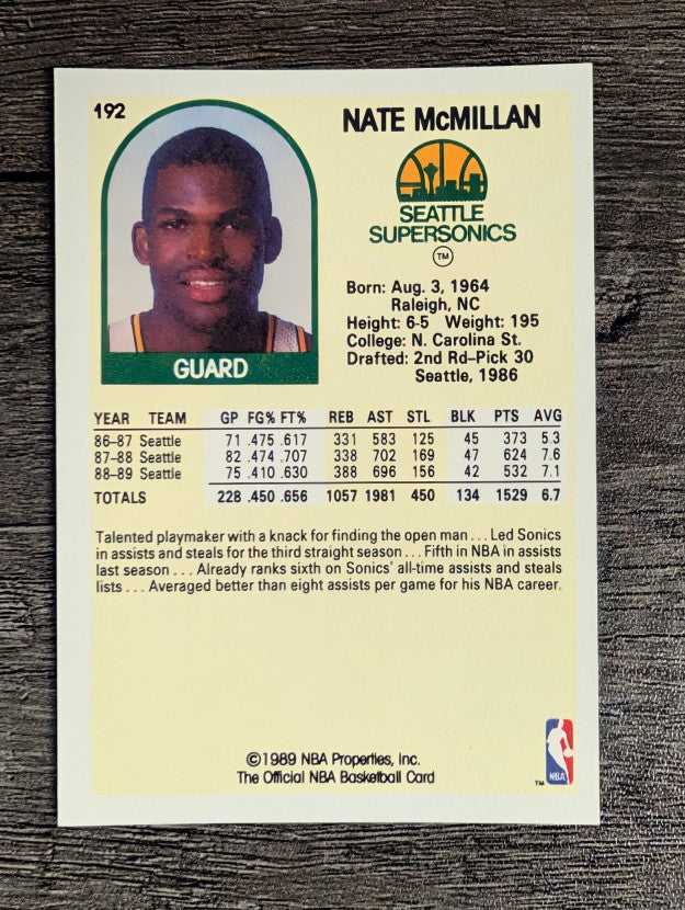 1989-90 Hoops #192 Nate McMillan