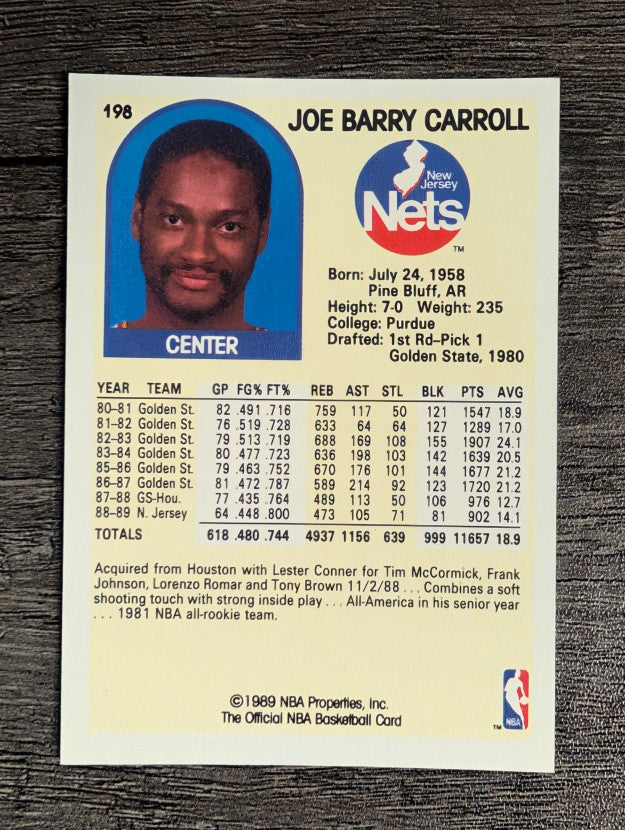 1989-90 Hoops #198 Joe Barry Carroll