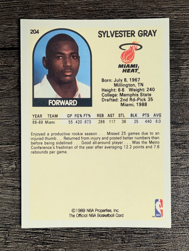 1989-90 Hoops #204 Sylvester Gray