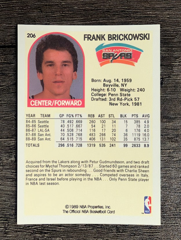 1989-90 Hoops #206 Frank Brickowski