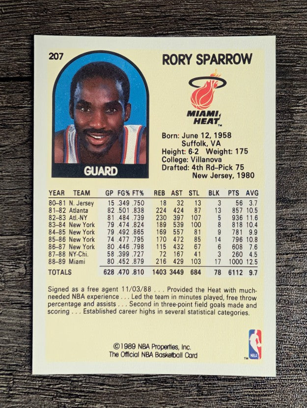 1989-90 Hoops #207 Rory Sparrow