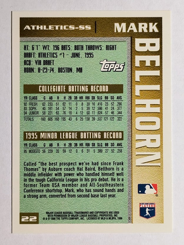 1996 Topps #22 Mark Bellhorn RC