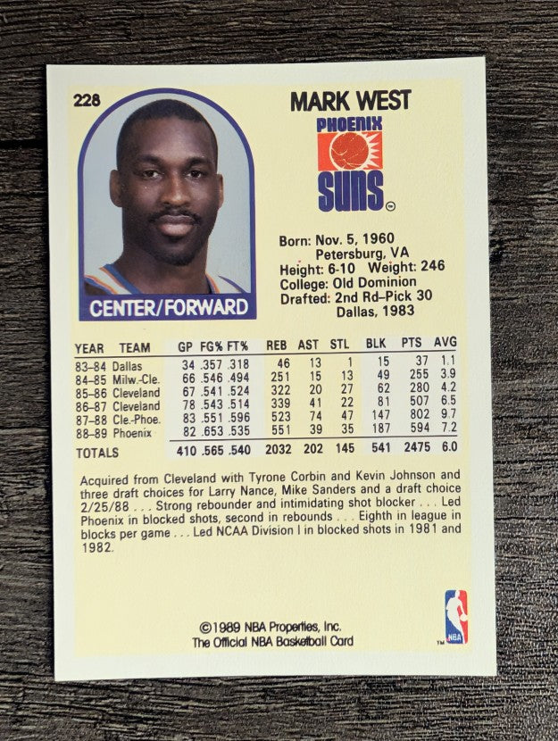 1989-90 Hoops #228 Mark West