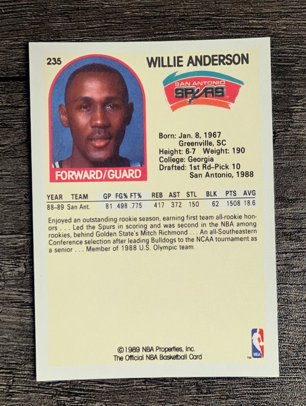 1989-90 Hoops #235 Willie Anderson RC
