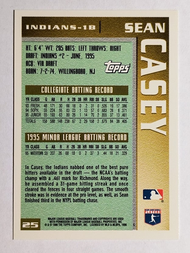 1996 Topps #25 Sean Casey RC