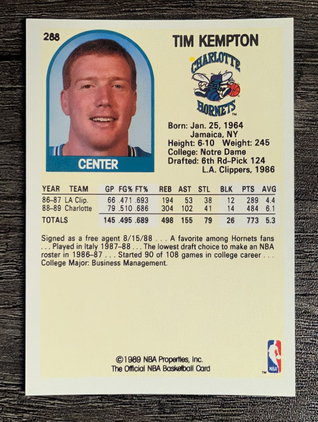 1989-90 Hoops #288 Tim Kempton SP