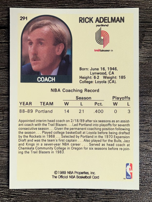 1989-90 Hoops #291 Rick Adelman CO