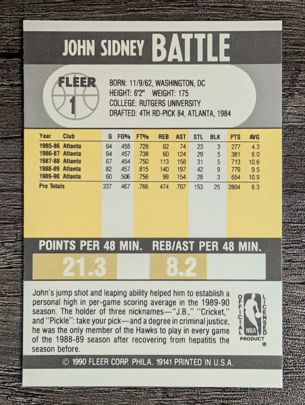1990-91 Fleer #1 John Battle