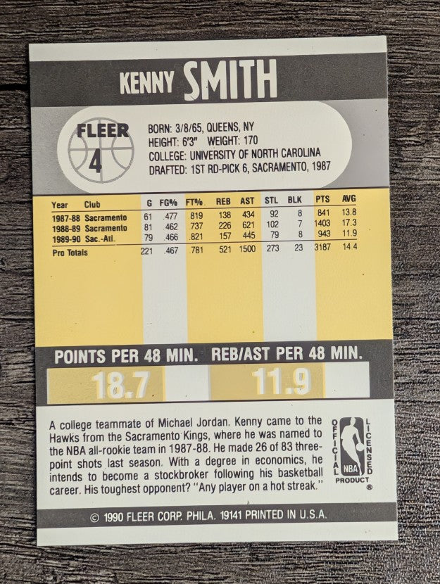 1990-91 Fleer #4 Kenny Smith