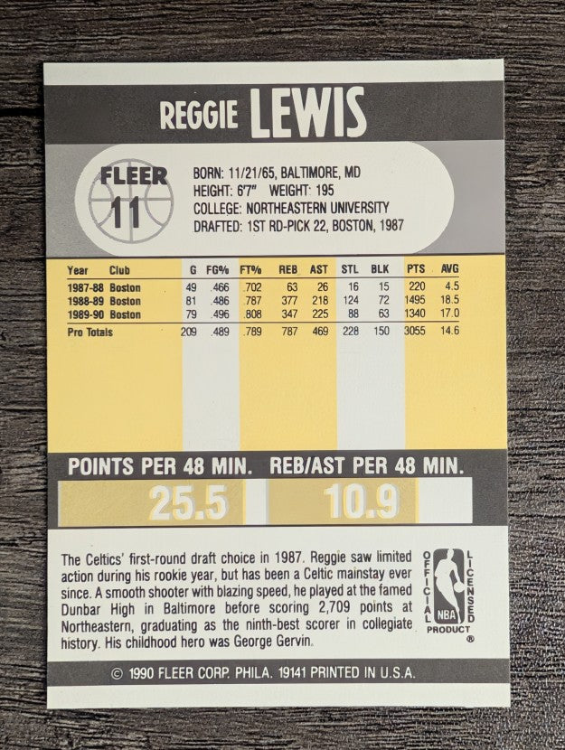 1990-91 Fleer #11 Reggie Lewis