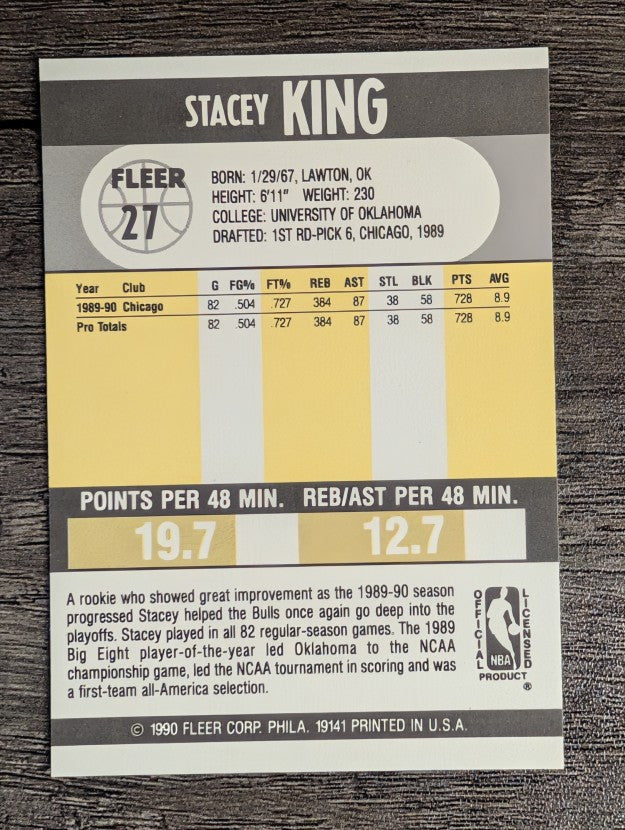 1990-91 Fleer #27 Stacey King RC