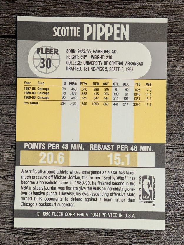 1990-91 Fleer #30 Scottie Pippen