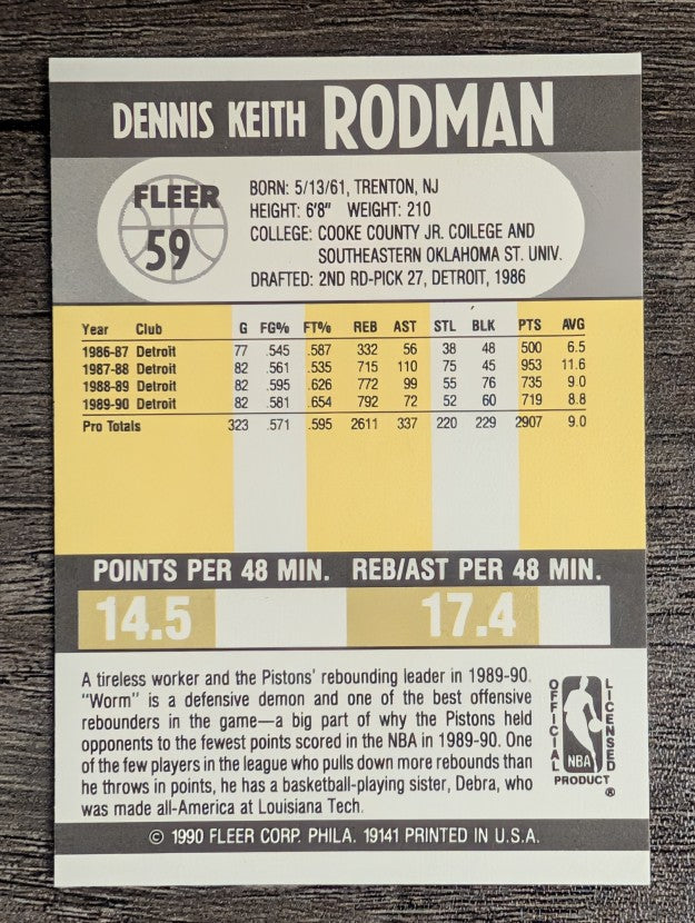 1990-91 Fleer #59 Dennis Rodman