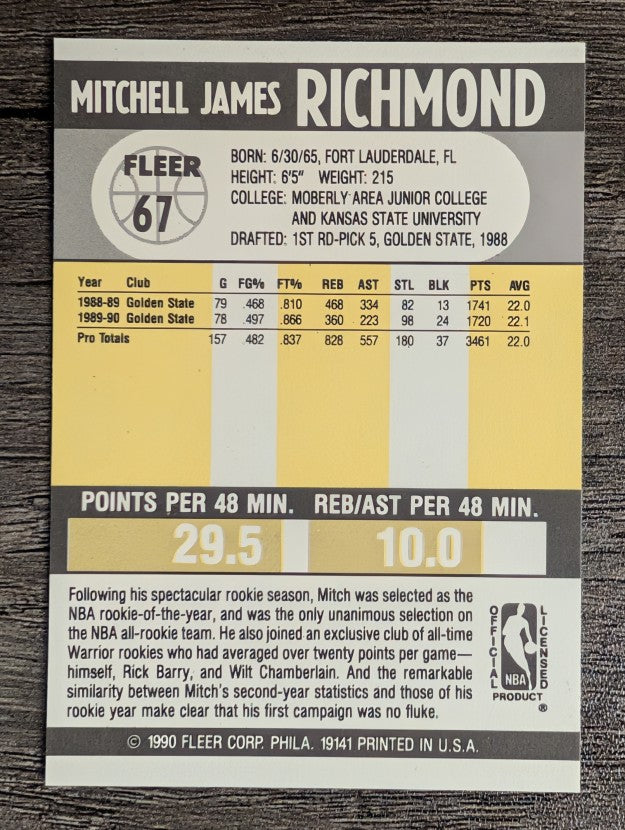 1990-91 Fleer #67 Mitch Richmond
