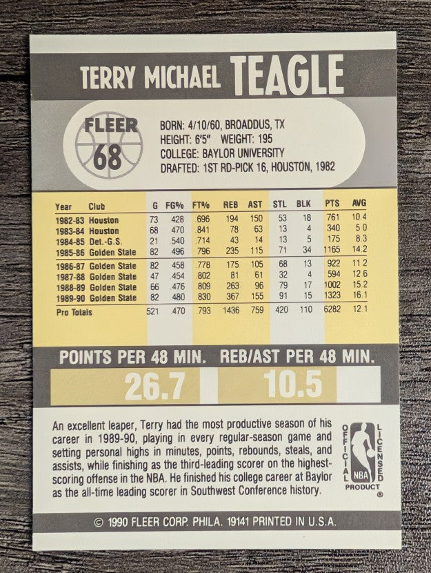 1990-91 Fleer #68 Terry Teagle