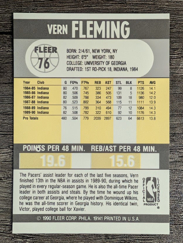 1990-91 Fleer #76 Vern Fleming