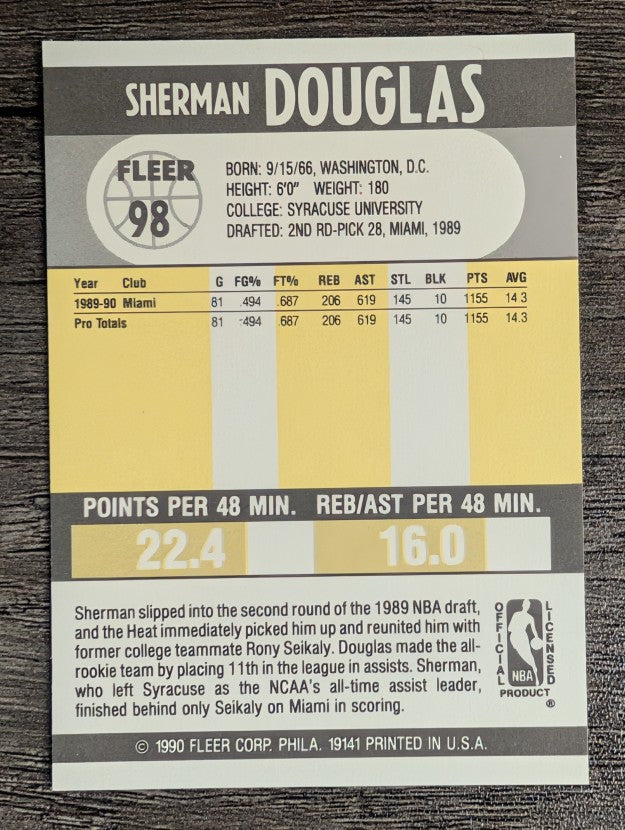 1990-91 Fleer #98 Sherman Douglas RC