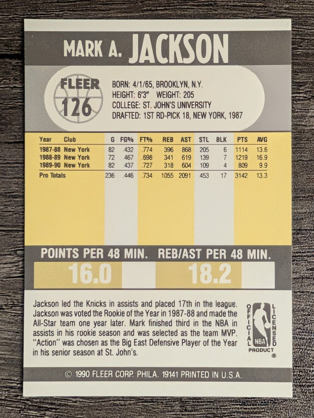 1990-91 Fleer #126 Mark Jackson