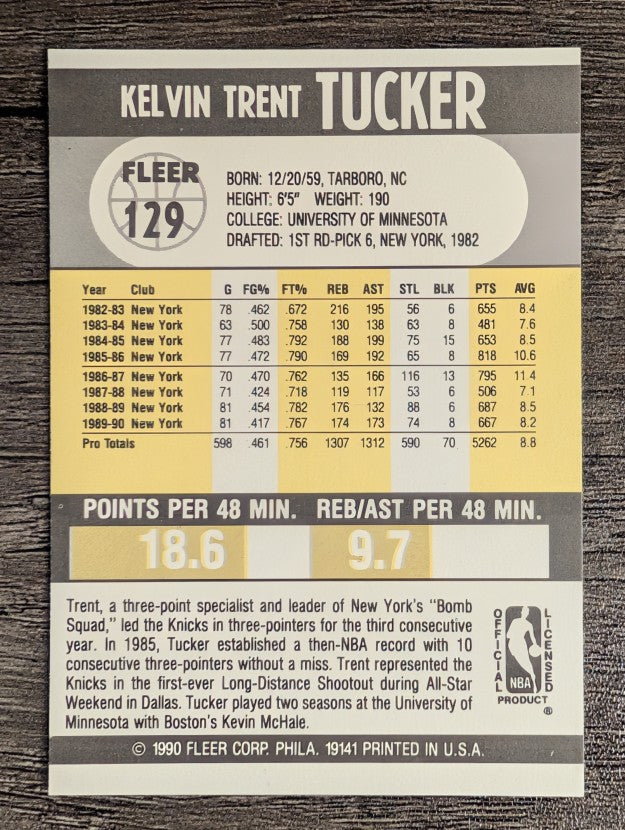 1990-91 Fleer #129 Trent Tucker