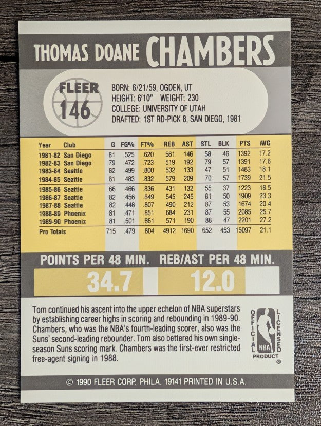 1990-91 Fleer #146 Tom Chambers