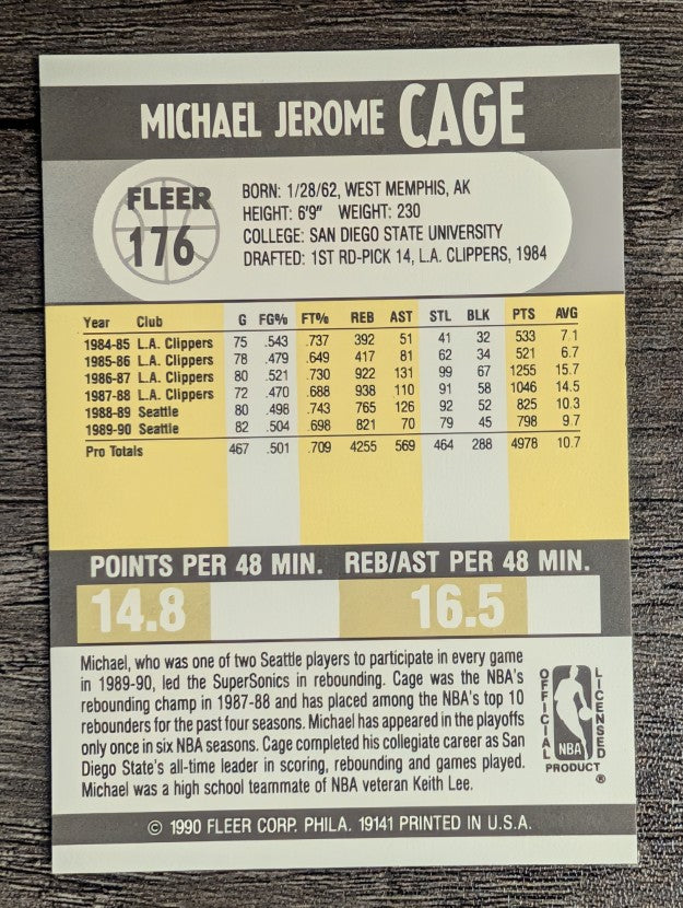 1990-91 Fleer #176 Michael Cage