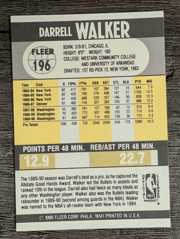 1990-91 Fleer #196 Darrell Walker