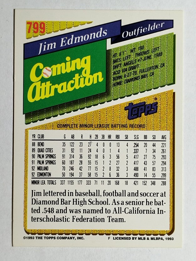 1993 Topps #799 Jim Edmonds RC