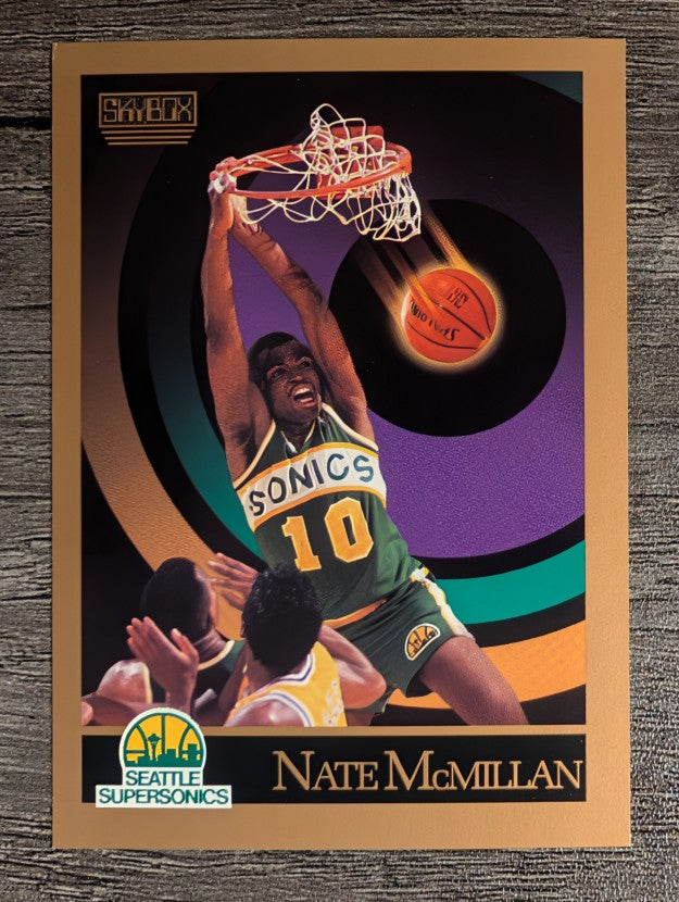 1990-91 SkyBox #271A Nate McMillan SP ERR/Back photo is Olden Polynice