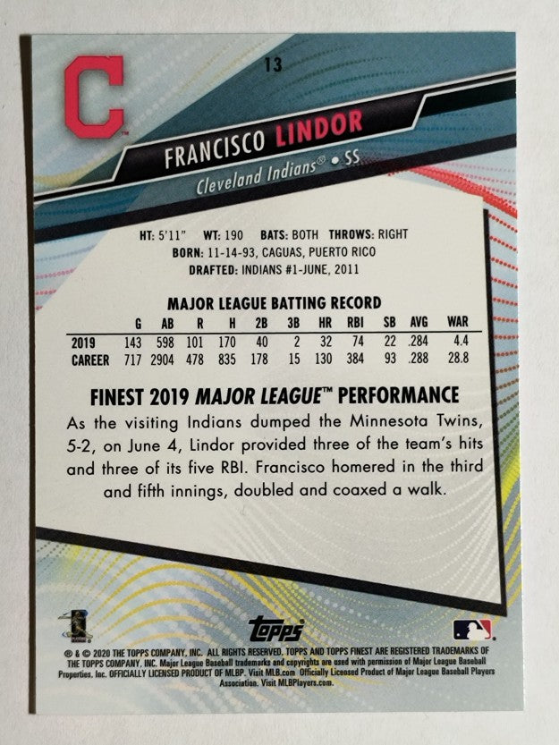 2020 Finest #13 Francisco Lindor