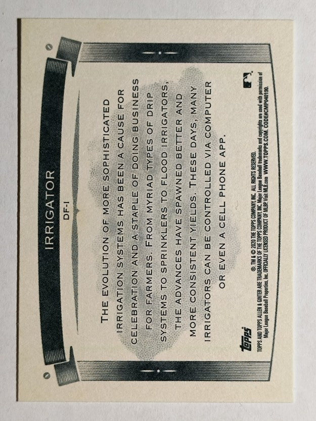 2020 Topps Allen and Ginter Down on the Farm #DFI Irrigator