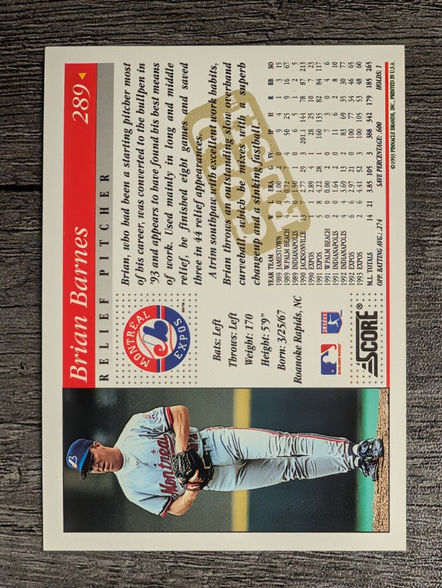1994 Score Gold Rush #289 Brian Barnes