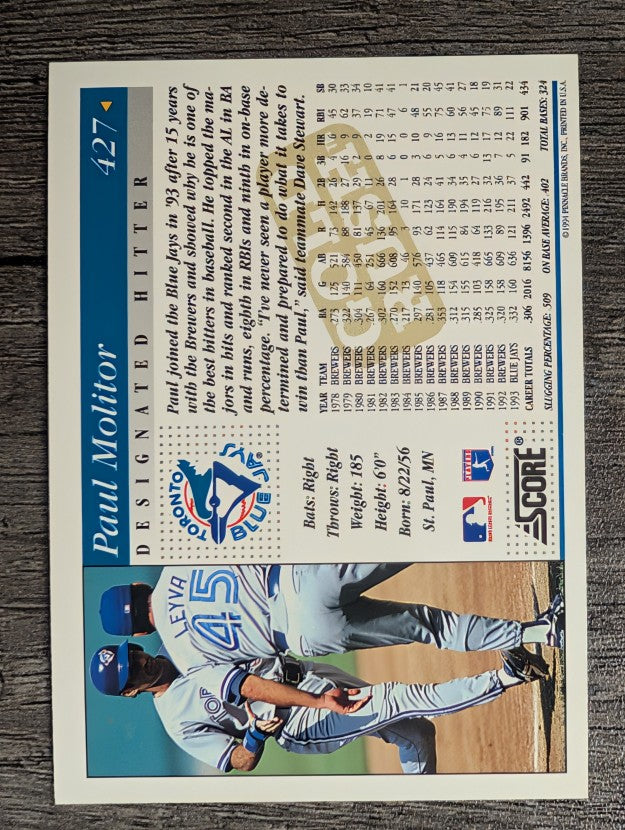 1994 Score Gold Rush #427 Paul Molitor