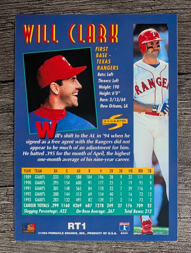 1994 Score Rookie/Traded #RT1 Will Clark