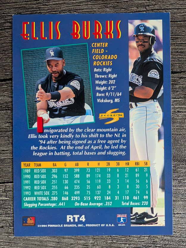 1994 Score Rookie/Traded #RT4 Ellis Burks