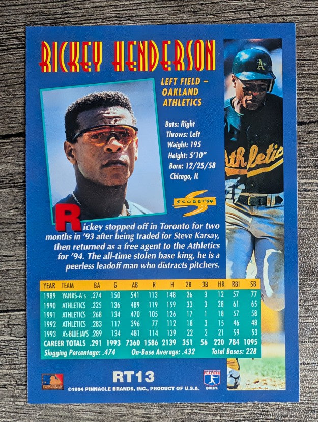 1994 Score Rookie/Traded #RT13 Rickey Henderson