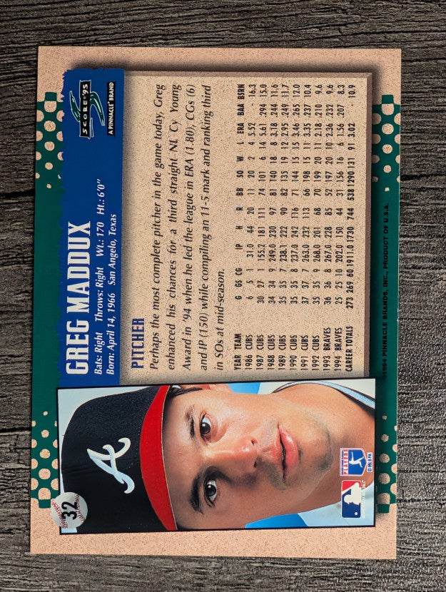 1995 Score #32 Greg Maddux