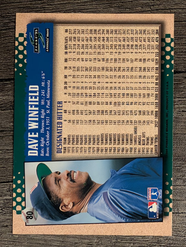 1995 Score #80 Dave Winfield